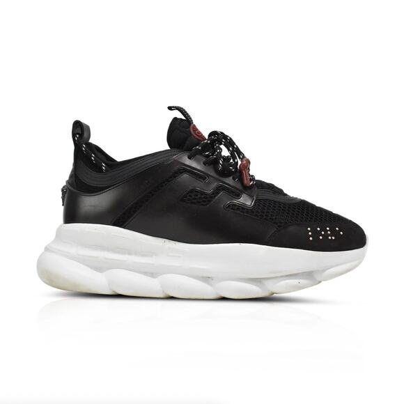VERSACE Chain Reaction Chunky Sneakers Black Mesh Sz 44 / 11 - Picture 1 of 11